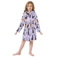 thumbnail image 6 of FORMRS Niños Bathrobe Unisex Hooded Robe Soft Plush Pajamas Sleepwear, Size 10-12T, Purple Halloween Pumpkin, 6 of 7