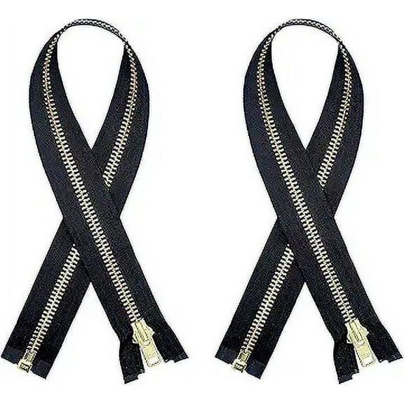 2 Pieces YKK #5 Brass Separating Metal Zippers for Jackets, Coats, Sewing, & Crafts - 26" Inches