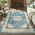 thumbnail image 3 of Lahome Decor 5'x7' Oriental Floral Medallion Area Rug for Living Room,Non Slip Machine Washable Vintage Indoor Rug,Vintage Printed Rug,Low Pile Lightweight for Bedroom Office, 3 of 10