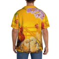 thumbnail image 3 of Balery The Chicken Family Camisa Casual de Manga Corta con Botones para Hombre, Texturizada, Estilo Cubano, para Playa, Verano-X-Large, 3 of 5