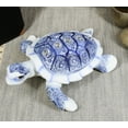 thumbnail image 2 of Ming Terracotta Blue And White Feng Shui Celestial Sea Turtle Statue 7.5"Wide, 2 of 8