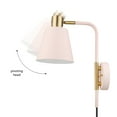 thumbnail image 5 of Novogratz x Globe 1-Light Blush Pink Plug-in or Hardwire Indoor Wall Sconce with Matte Brass Accents, 5 of 9