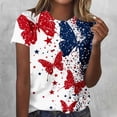 thumbnail image 5 of Women's Patriotic American Flag Shirt Oversized USA 4th of July Outfit Tops O-Neck 2026 Independence Day Tee Top, 5 of 5