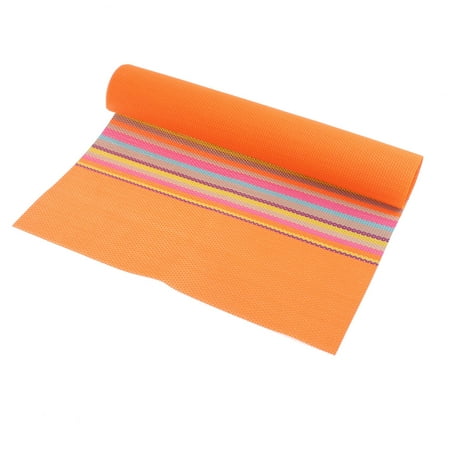Orange Pvc Handmade Weave Stripe Dining Table Mat Placemat Coaster
