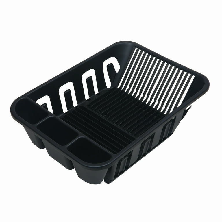 Black Dish Drainer Rack Dishes Kitchen Counter Plastic 12x14x4 FREE  SHIPPING
