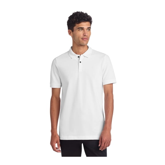 MERCER METTLE Unisex Stretch Heavyweight Pique Polo | Short Sleeve Collared Shirt for Men & Women, Casual Work Top - White L