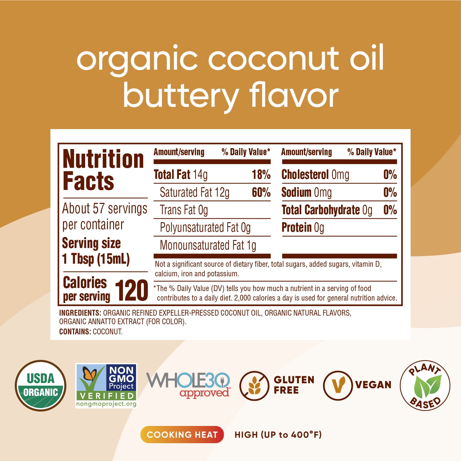 Nutiva Organic Coconut Oil Buttery Flavor, 29 fl oz