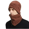 thumbnail image 2 of Zylanna 2 Pcs Beanie Hat Scarf Set, Thick Fleece Windproof Winter Adjustable Neck Gaiter for Men & Women Coffee, 2 of 3