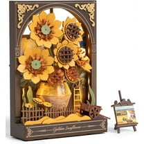 Rolife Golden Sunflower Wall Art 3D Wooden Puzzle for Adult Gift