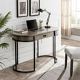 thumbnail image 2 of Pemberly Row Oval Wood & Metal Leg Home Office Desk with Drop Down Drawer in Oak, 2 of 3