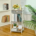 thumbnail image 2 of x-Cosrack 3-Tier Bathroom Ladder Shelf, Floor Storage Shelf with Drawer, Freestanding Open Tower Shelving Unit for Bathroom Living Room Balcony, White, 2 of 8
