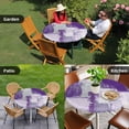thumbnail image 4 of Modern Oil Painting Round Tablecloth for 36-44 Inch Tables,Fitted Table Cover with Elastic Edge,Purple Grey Abstract Graffiti Art Waterproof Outdoor Table Cloth Protector for Patio Garden Dinner, 4 of 9