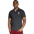 thumbnail image 1 of Asociación de Polo de EE. UU. Camisa de piqué lisa de corte entallado para hombre, color gris oscuro jaspeado, talla grande, 1 of 8