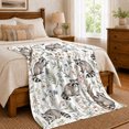 thumbnail image 6 of Raccoons with Branches and Ferns, Natural Botanical Style for Animal Lovers, White Autumn Living Room Scene and Housewarming Gift, Cozy Flannel Blanket for Bedroom and Reading Nook, Home Decor, 6 of 7