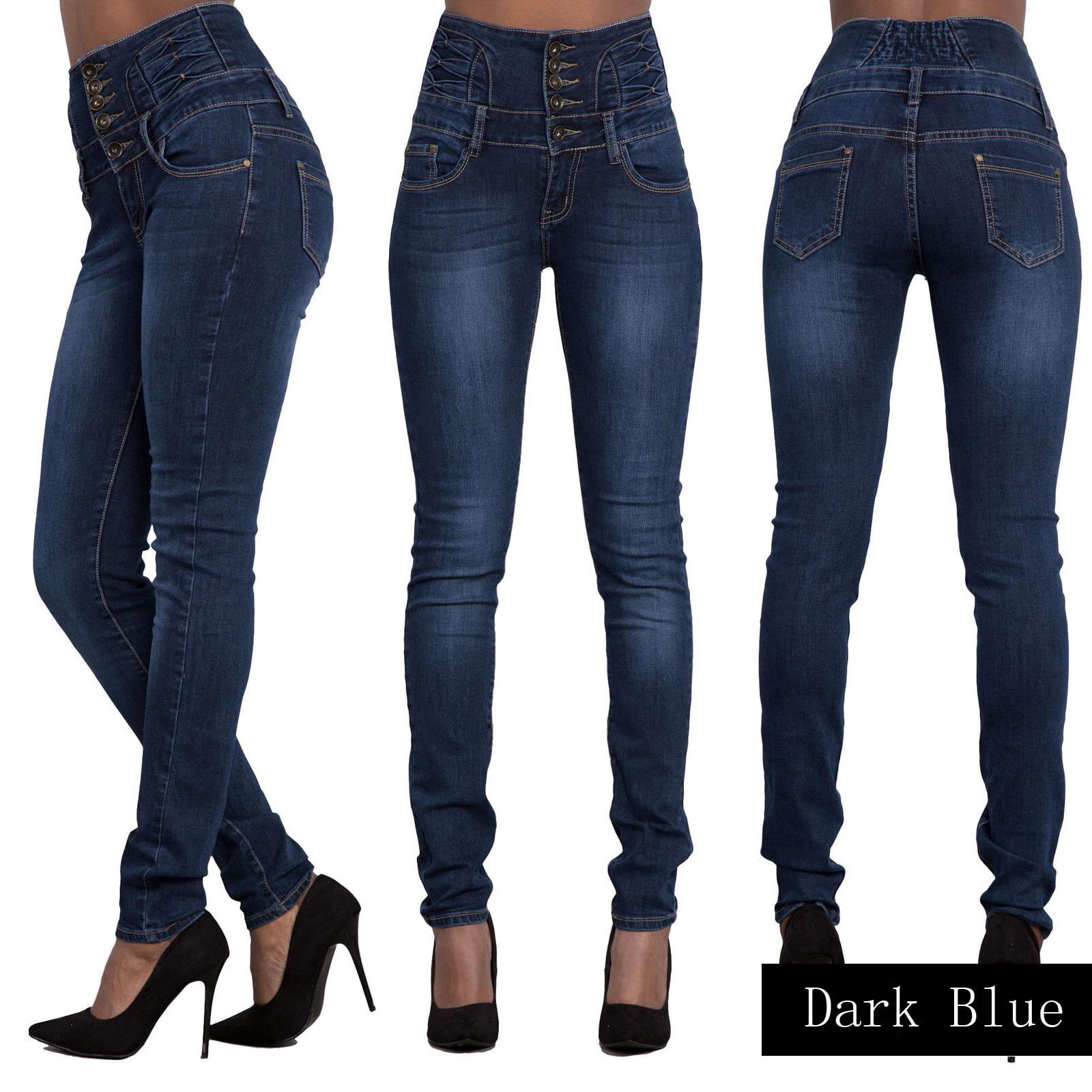 ladies black high waisted skinny jeans
