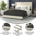 thumbnail image 4 of Merrick Lane Modern Queen Platform Bed with Padded Channel Stitched Beige Faux Linen Upholstered Wingback Headboard and 8.6" Underbed Clearance, Beige, 4 of 11
