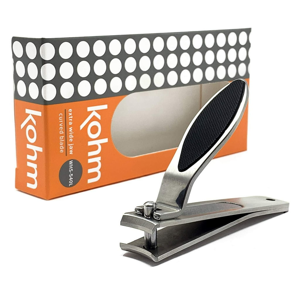 Kohm WHS540L Rubber Grip Nail Clippers for Thick Nails, 6mm Extra Wide