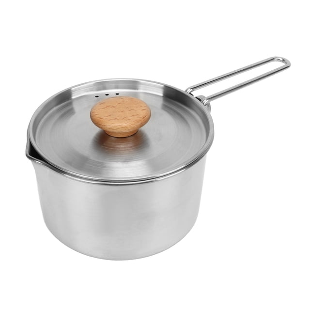 Olla de Camping Hervidor de Camping portátil de Acero Inoxidable 304 con Mango Plegable para Picnic Senderismo 1L
