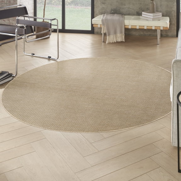 Nourison Tulum 8' x Round Taupe Outdoor Rug