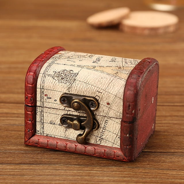 Fiudx Joyero Vintage, Organizador de Madera, Mini Cerradura de Metal, Elegante Expositor para Collares, Pendientes y Pulseras, Accesorio de Viaje Compacto, Tamaño 8 X 6 X 6 Cm
