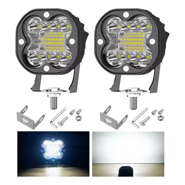 Par De Faros Auxiliares Led Focos Para Coche Moto Luz Blanca