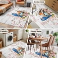 thumbnail image 5 of Birds Floral Area Rugs 4'x6', Washable Small Throw Rugs for Office Bathroom, Farmhouse Country Pink Flower Leaf Wood Grain Indoor Outdoor Rug Non-Slip Low Pile Carpet Runner Reversible Floor Mats, 5 of 8