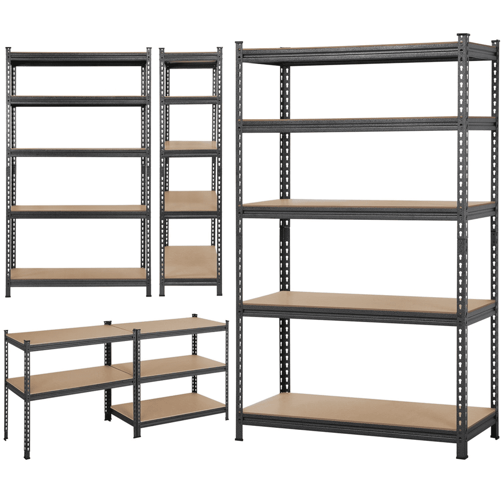 Fullfurnique 73.5″ Height 5 Tiers Adjustable Boltless Storage Shelf, Black