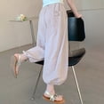 thumbnail image 5 of ZHOGXU Lightweight Solid Color Elastic Waist Drawstring Wide Leg Kids Capri Girls Pants With Pocket Comfortable Everyday Wear, 5 of 5