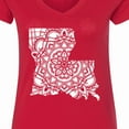 thumbnail image 4 of Inktastic Louisiana Silhouette Mandala Women's V-Neck T-Shirt, 4 of 5