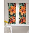 thumbnail image 3 of Burnt Orange Floral Curtains 54 Inch Length, Sheer Curtains for Bedroom Living Room Window Tropical Botanical Leaves Floral Rod Pocket Voile Drapes Kitchen Curtains Small Half Window 42"x54" 2 Panels, 3 of 6