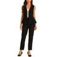 thumbnail image 2 of INSPIRE CHIC Office Blazer Vest for Women's Lapel Collar Button Down Belted Sleeveless Jacket, 2 of 5