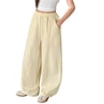 thumbnail image 3 of Girls Wide Leg Casual Pants Loose Fit Comfortable Trousers For Big Kids And Soft Everyday Wear Tween Kids Summer Soft Comfy Cute Basic Pants, 3 of 3