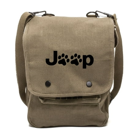 Jeep Wrangler Cat Dog Paw Prints Canvas Crossbody Travel Map Bag (Best Designer Crossbody Bags For Travel)