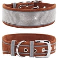 thumbnail image 1 of ORUYROP Rhinestone Dog Collar, Dazzling Sparkling Soft Suede Reflective Large Dog Collar Crystal Diamond Collar for Medium & Large Dogs (M:15-19", Brown), 1 of 5
