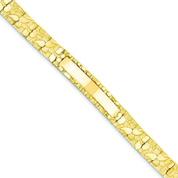 14K Yellow Gold Nugget ID Bracelet Mens Jewelry 7"