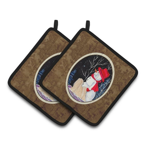 Caroline's Treasures SS8644PTHD Lhasa Apso Pair of Pot Holders, 7.5HX7.5W, multicolor