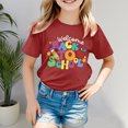 thumbnail image 2 of DXOUPM Girls Fall Tops Girls Short Sleeve Tee Summer Crewneck T Shirt Casual Fit Basic Shirts Kids T Shirts Cotton Tshirts Basic Tees Girls Summer Tops T-Shirts Red 110, 2 of 3