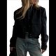 thumbnail image 1 of Chaqueta con Botones y Hombros Caídos para Mujer, Abrigo Corto y Prendas de Abrigo Negro M, 1 of 7