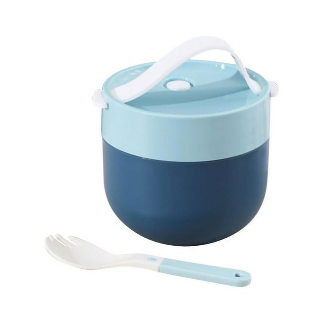 Ikeay Lunch Box, Sealable Leakproof Soup Cup with Lid Spoon Microwave Heated Plastic Bowl for Easy Handling, Food Storage