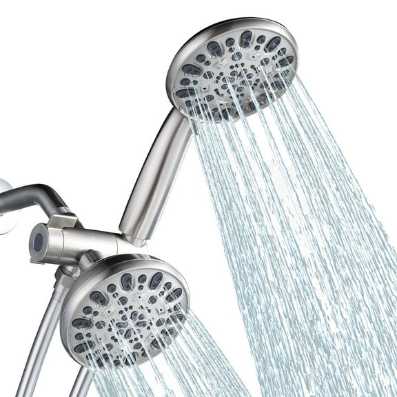 WOWOW Shower Head Brushed Nickel,Multi Functions High-Pressure Shower Head with Handheld