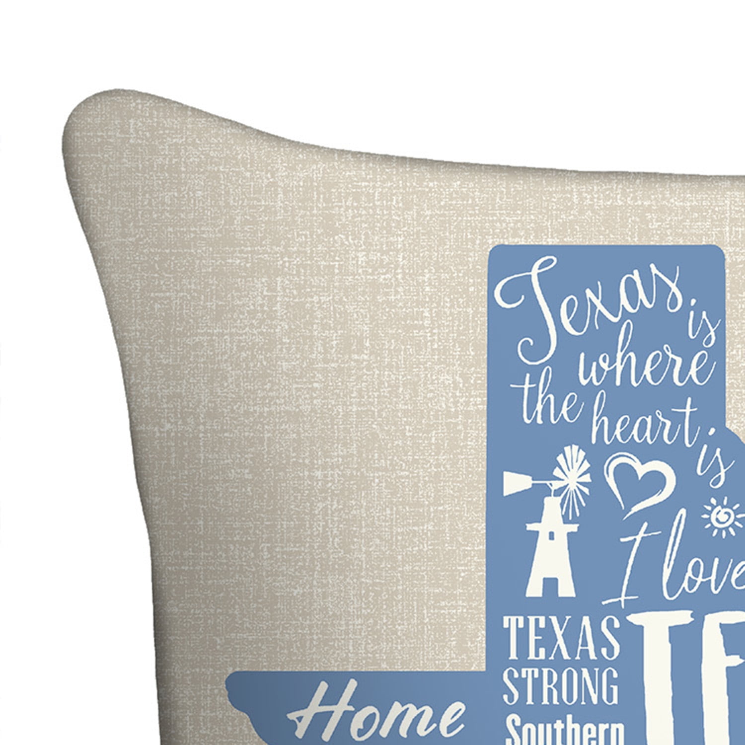 Mainstays 16 in x 16 in Texas Reversible Decorative Outdoor Throw Pillow, Beige/Blue