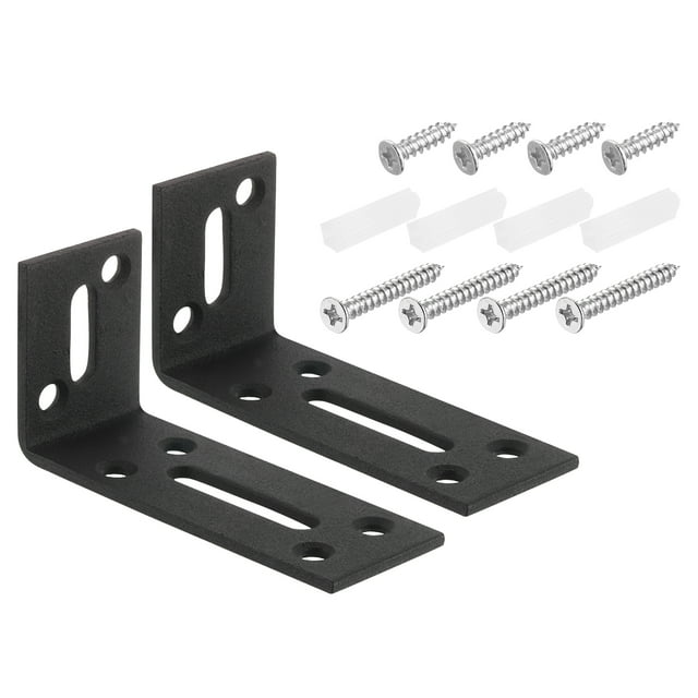 Unique Bargains Attaches d'Angle en L, 2 Pcs 80x30x40 mm - Code d'Angle Réglable à 90 Degrés en Acier Inoxydable pour la Réparation de Meubles (Noir)