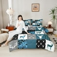 thumbnail image 4 of Manfei Animal Deer 3-Piece Full Size Comforter Sets,Black Blue Bedding Comforter Set,Buffalo Plaid Lightweight Bedding Sets,Luxury Teens Bedroom Decor, 4 of 8