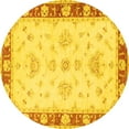 thumbnail image 1 of Ahgly Company Machine Washable Indoor Round Oriental Yellow Traditional Area Rugs, 4' Round, 1 of 4