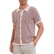 thumbnail image 4 of Polo de punto a rayas INSPIRE CHIC para hombres, camisetas de polo de manga corta con botones, jacquard, talla S, color caqui, 4 of 6