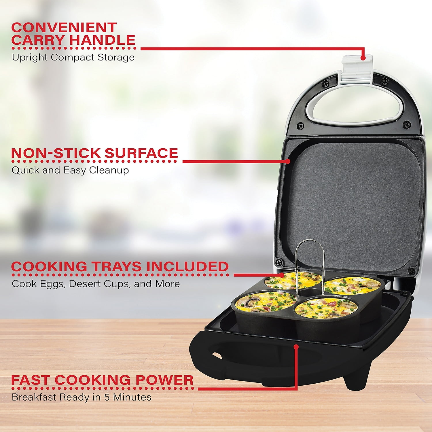 Brentwood TS-256W 530-Watt Mini Sous Vide-Style 8.5in. Length, 3.5in. Height Egg Bite Maker - White