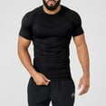 thumbnail image 2 of Qgtaibl Mens Workout Muscle Tee Shirts Quick Dry Gym Tshirts Slim Fit Stretch Running Athletic Tops Moisture Wicking Fitness T-Shirt Black,M, 2 of 6