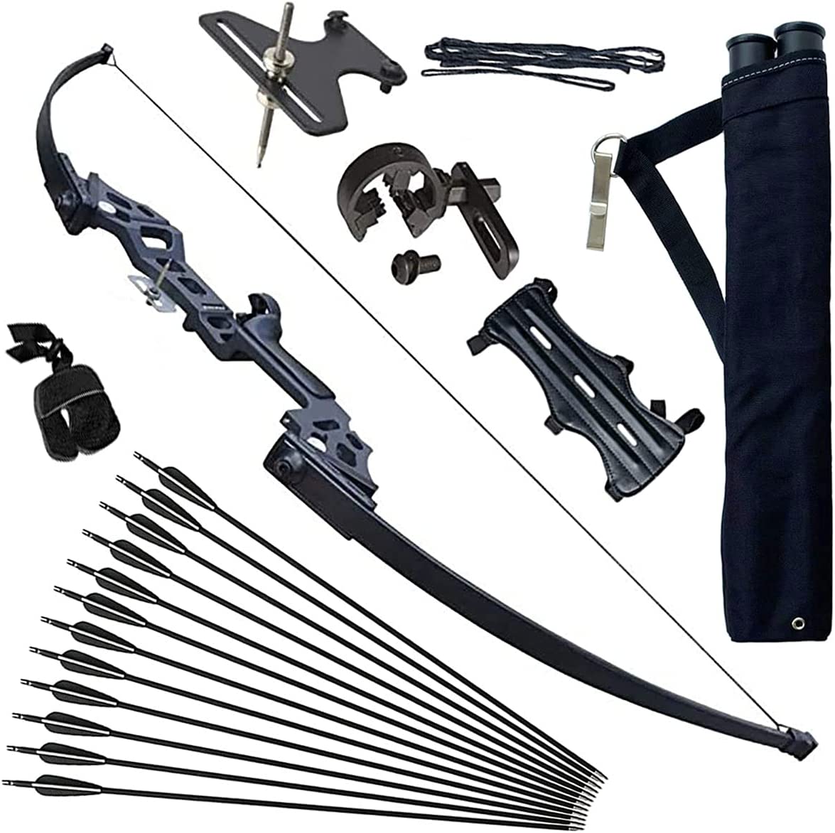 51" Bow and Arrow for Adults Archery Recurve Bow Takedown Straight Bow Hunting Longbow with