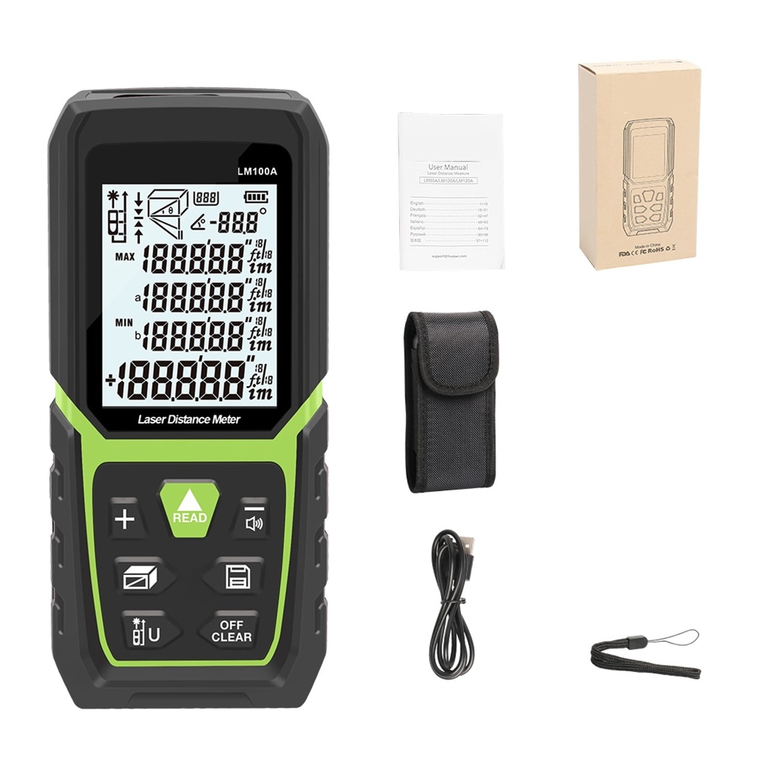 Ranfinder Distance Meter 50M 100M 120M Tape Ran Finder Build Measure Device Ruler Test Tool