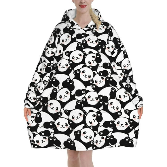 Cute Panda-1 Blanket Hoodies For Women And Men Adult Oversize Wearable Blanket Hoodies For Soft And Warm